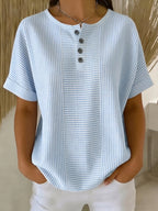 Women's casual striped cotton linen button-down shirt