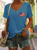 Women's Flag Independence Day Printed Casual T-Shirt
