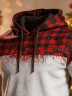 Men's Christmas Color-Block Print Hooded Sweatshirt
