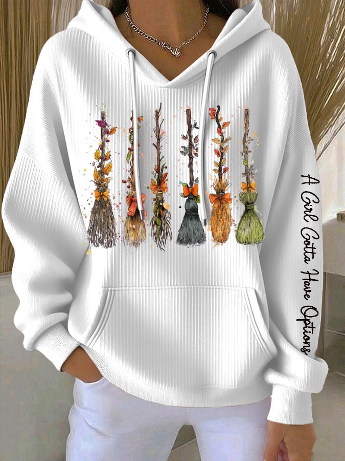 🔥Buy 2 Get 10% Off🔥Women's Halloween A Girls Gotta Have Options Print Casual Hooded Sweatshirt