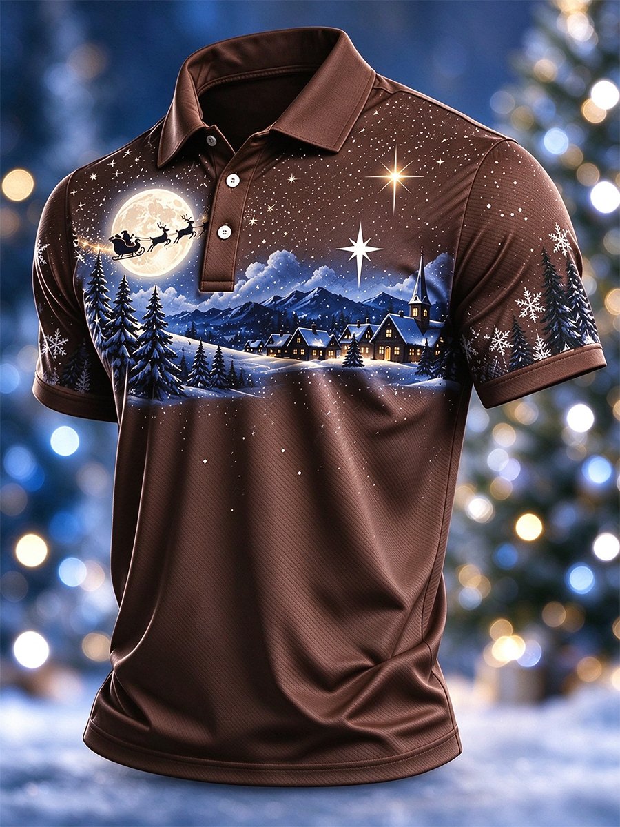 Lässiges Herren-Weihnachts-Polohemd mit kurzen Ärmeln