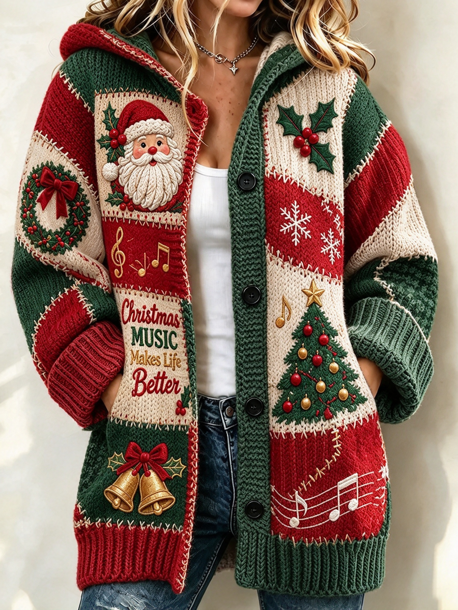 Women's  Christmas Collage Color Flower Top