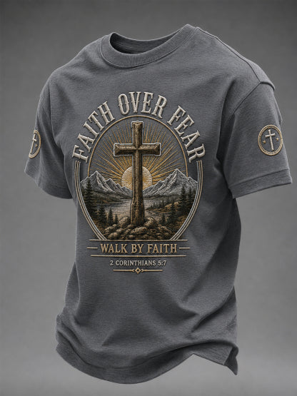 Men's Faith Over Fear Print Casual Tee