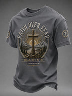 Men's Faith Over Fear Print Casual Tee