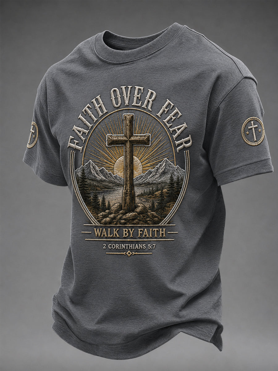 Men's Faith Over Fear Print Casual Tee