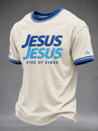 Men's Christian Jesus King Of Kings Print Casual Tee
