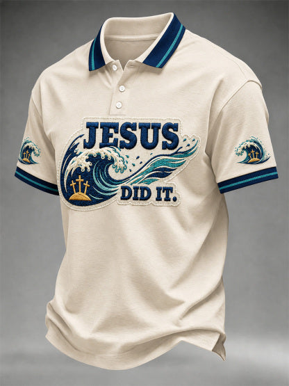 Men's Funny Christian God Print Casual Polo