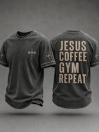 Men's Christian Gym Coffee Jesus Short Sleeve T-shirt