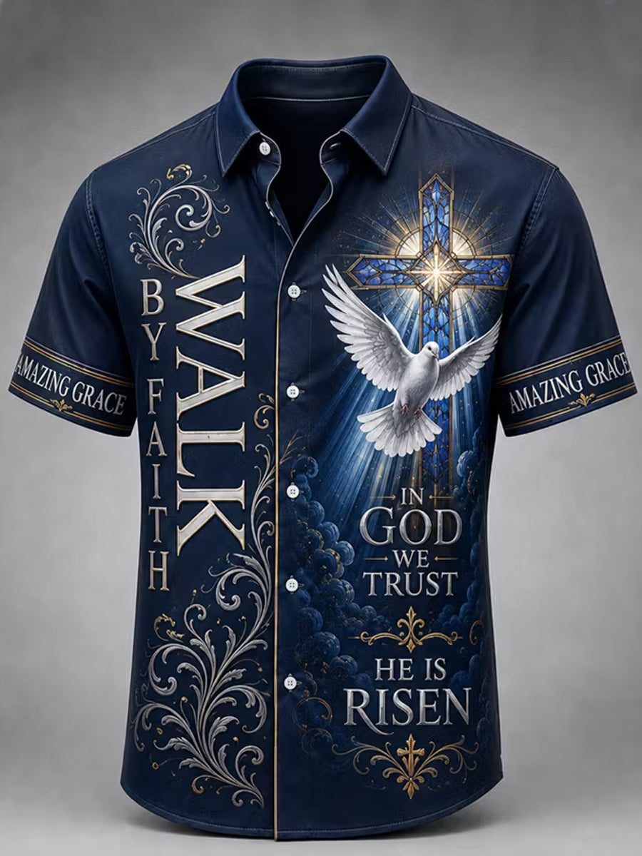 Men's Christian WALK BY FAITH Cross Short Sleeve Shirt