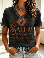Women's Salem Broom Company Printed V-neck T-shirt
