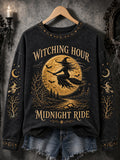 Women's Funny Halloween Witch Print Casual Sweatshirt