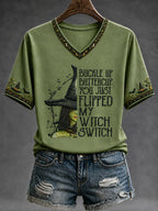 Women's Halloween BUCKLE UP BUTTERCUP YOU JUST FLIPPED MY WITCH SWITCH Short Sleeve T-shirt