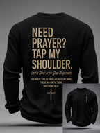 Men's Christian Need Prayer Tap My Shoulder Waffle Long Sleeve T-Shirt