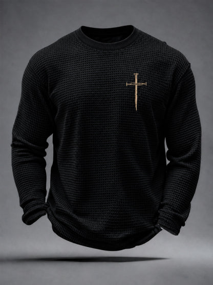 Men's Christian Need Prayer Tap My Shoulder Waffle Long Sleeve T-Shirt