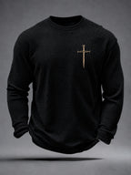 Men's Christian Need Prayer Tap My Shoulder Waffle Long Sleeve T-Shirt