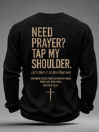 Men's Christian Need Prayer Tap My Shoulder Waffle Long Sleeve T-Shirt