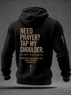 Men's Christian Need Prayer Tap My Shoulder Checkered Cotton Hoodie