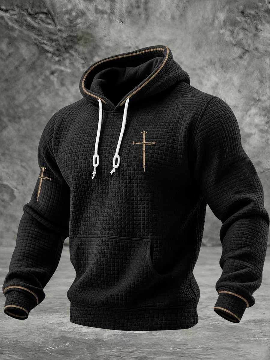 Men's Christian Need Prayer Tap My Shoulder Checkered Cotton Hoodie
