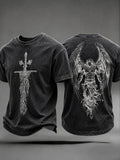 Men's Saint Michael The Archangel Print Short Sleeves T-shirt