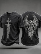 Men's Saint Michael The Archangel Print Short Sleeves T-shirt