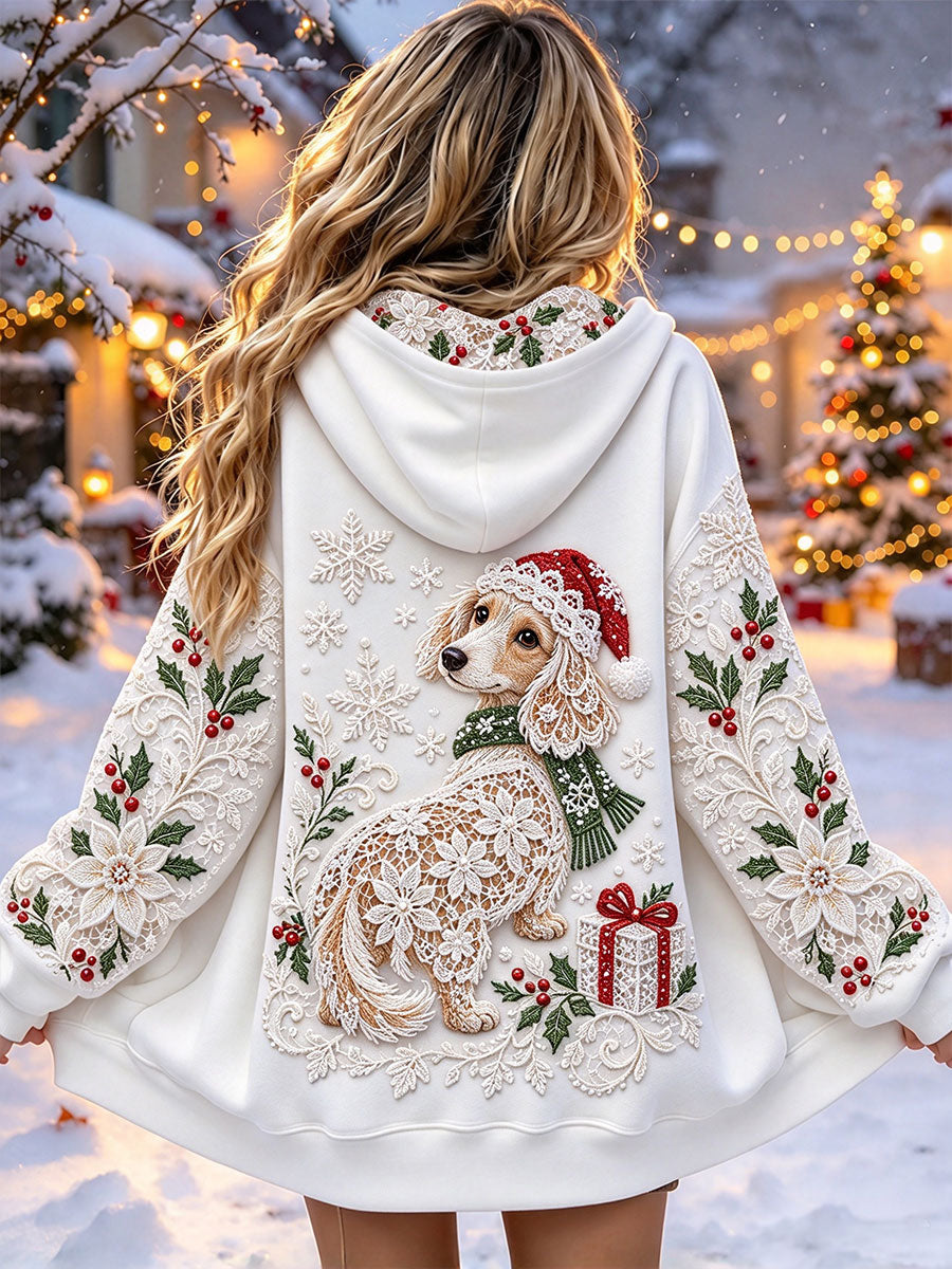 Women's Christmas Dachshund Print Jackets