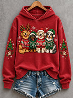 Women's We Woof You A Merry Christmas Dogs Print Dog Lovers Casual Hoodie