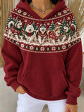 Women's Christmas Siberian Husky Dogs Pattern Design Casual Hoodie