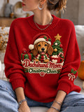 Women's Dachshund Mom Christmas Cheer Print Cozy Sweater