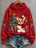 Women's Christmas Funny Dog Art Regular Sweatshirt