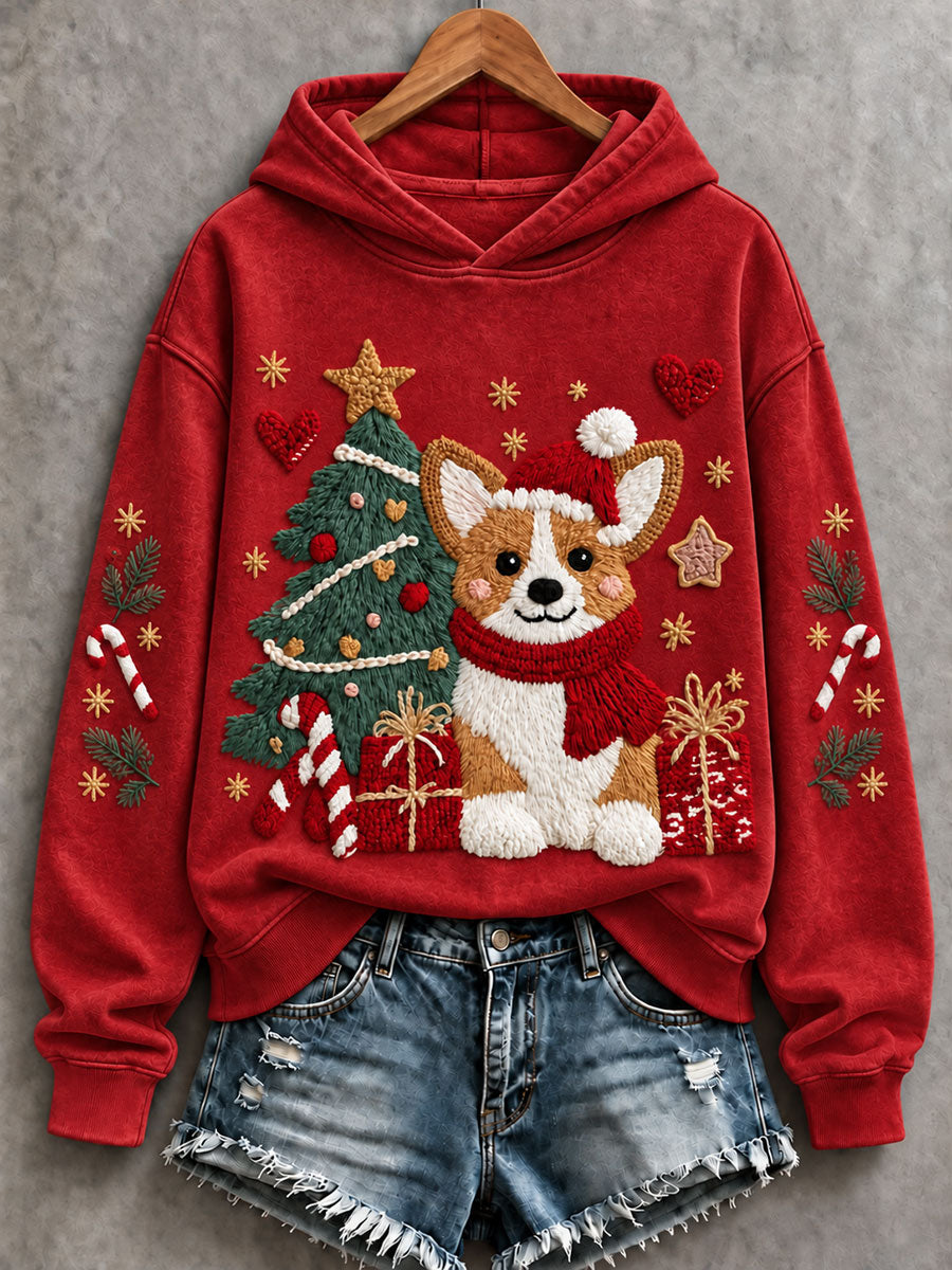 Women's Christmas Funny Dog Art Regular Sweatshirt