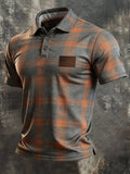 Men's Retro Patriotic Color-Block Short-Sleeve Polo Shirt