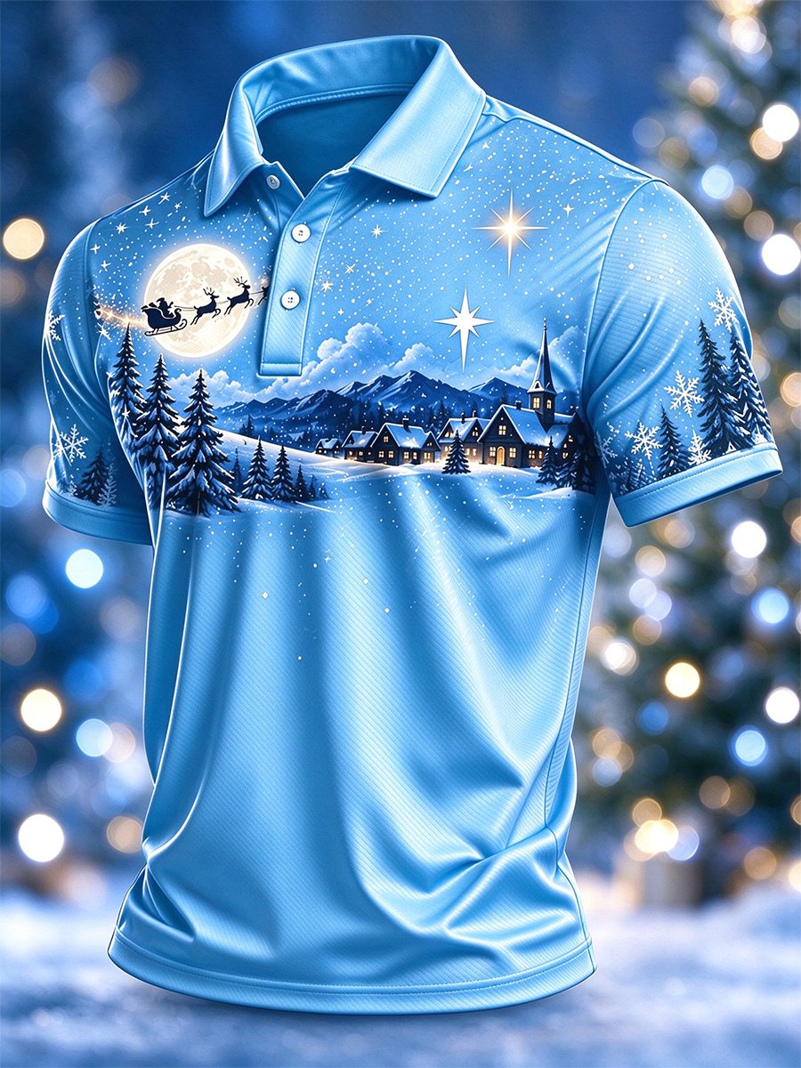 Lässiges Herren-Weihnachts-Polohemd mit kurzen Ärmeln