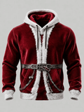 Men's Retro Christmas Printed Casual Flannel Hoodie