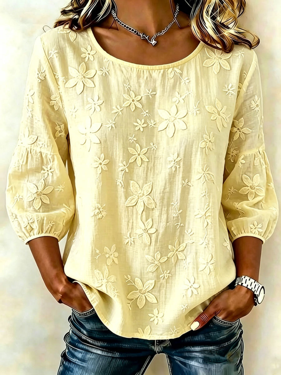 Women'S Cotton And Linen Printed Top