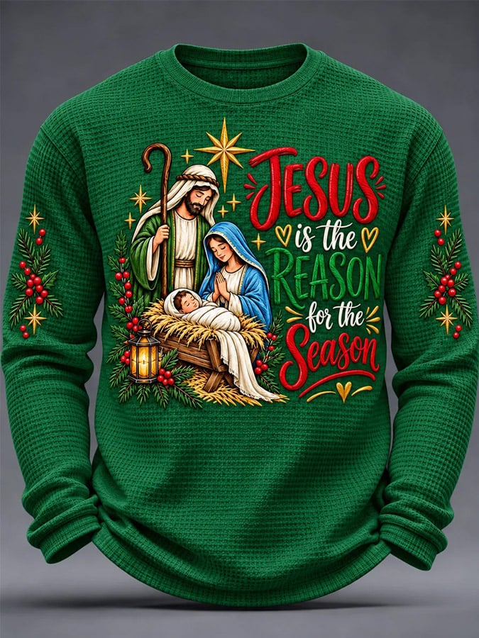 Men's Christmas Letter-Print Top