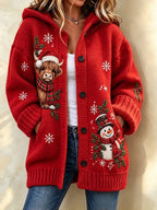 Women'S Christmas Highland Cow Print Casual Cardigan