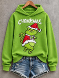 Women's Christmas Funny Cat Ew,People Print Casual Hoodie