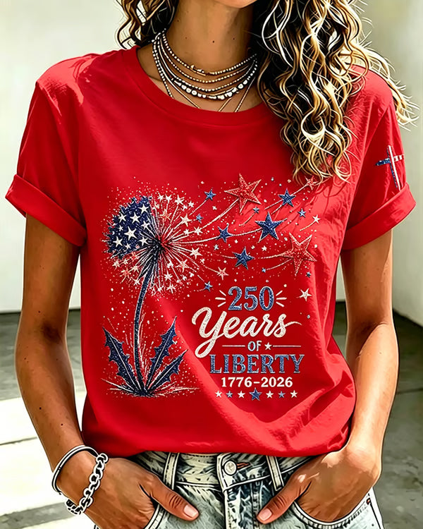 100% Cotton 250th Anniversary Dandelion Crew Neck Short Sleeve Tshirt