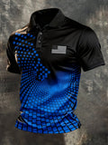 Men's Retro Patriot Color Block Polo Collar Short Sleeve