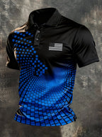 Men's Retro Patriot Color Block Polo Collar Short Sleeve