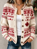 Women's Canadian Maple Leaf Print Cardigan