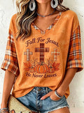 Women's Fall For Jesus He Never Leaves T-Shirt