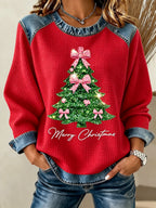 Women'S Casual Christmas Round Neck Long Sleeved Shirt