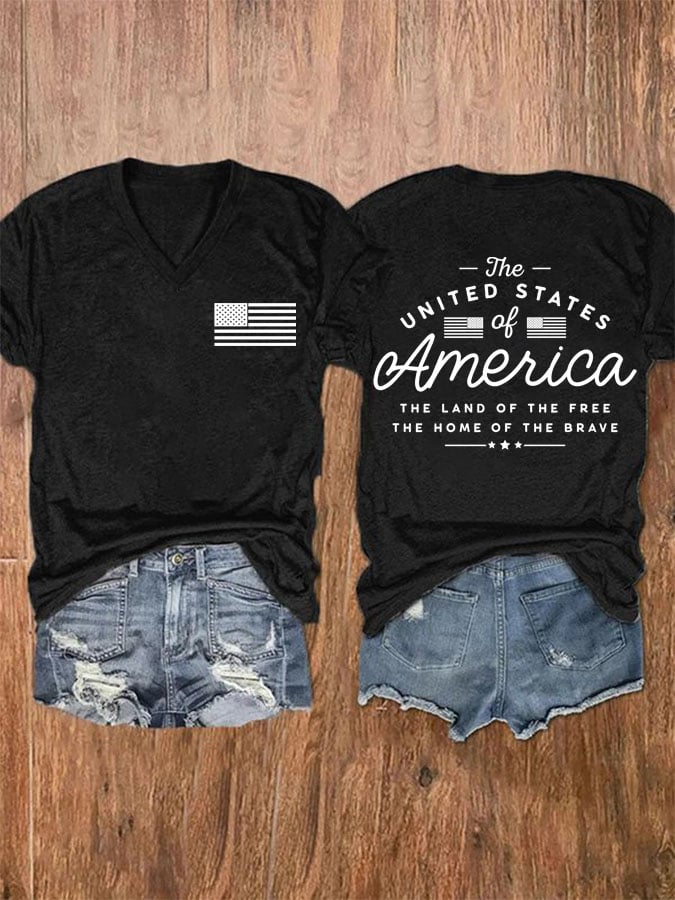 Women's The Land Of The Free The Home Of The Brave Independence Day Print T-shirt
