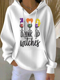 🔥HOT SALE🔥Women'S Drink Up Witches Print Casual Hoodie
