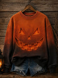 Women's Halloween Fun Face Comfortable Crew Neck Sweatshirt