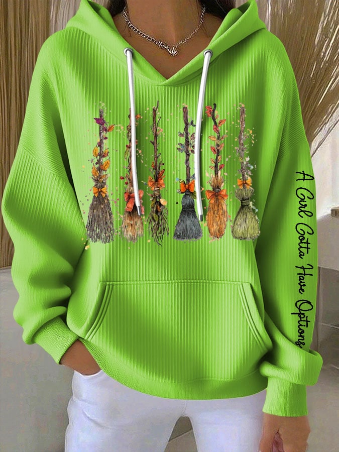 🔥Buy 2 Get 10% Off🔥Women's Halloween A Girls Gotta Have Options Print Casual Hooded Sweatshirt