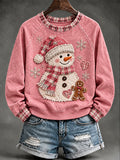Damen-Sweatshirt mit rosa Schneemann-Weihnachtsmotiv