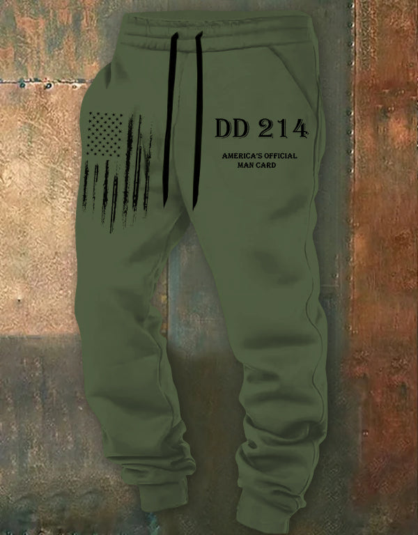 Men's DD214 America Official Man Card Print Casual Sweatpants