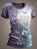 Women’s It’s Okay to Not Be Okay Floral Butterfly Mental Health Graphic T-Shirt